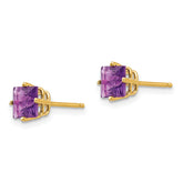 14k 5mm PrinceSterling Silver Cut Amethyst Earrings